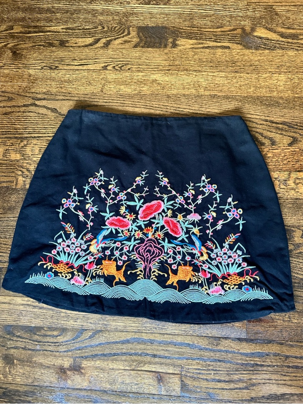 Love & Other Things Black Embroidered Mini Skirt - Unique! Size XL